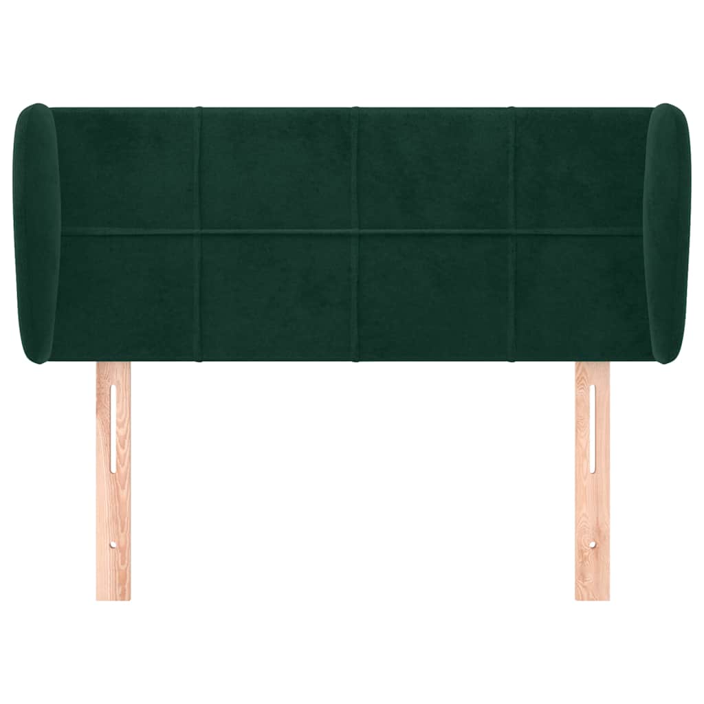sengegavl med kanter 83x23x78/88 cm fløjl mørkegrøn