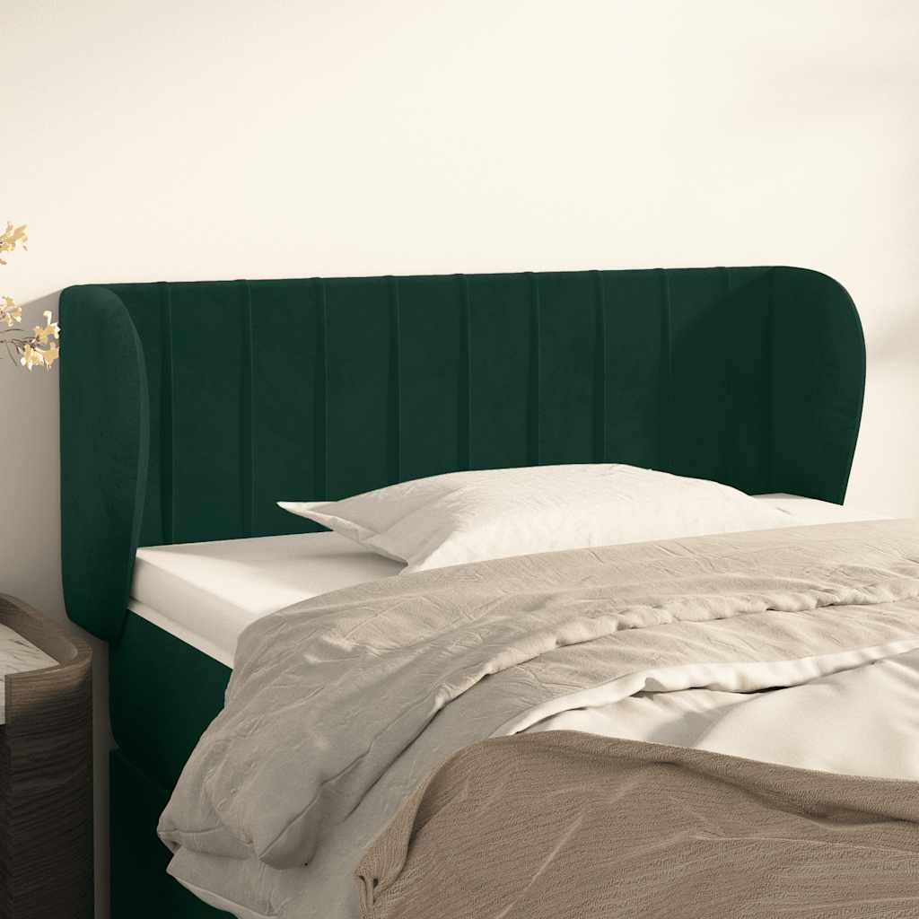 sengegavl med kanter 83x23x78/88 cm fløjl mørkegrøn