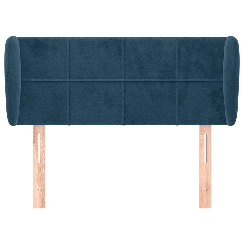 sengegavl med kanter 83x23x78/88 cm fløjl mørkeblå