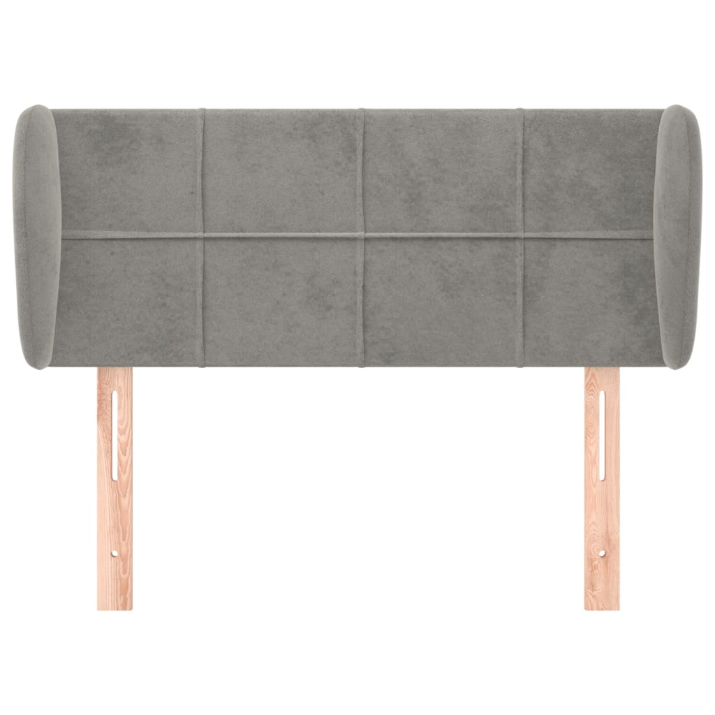 sengegavl med kanter 93x23x78/128 cm fløjl lysegrå