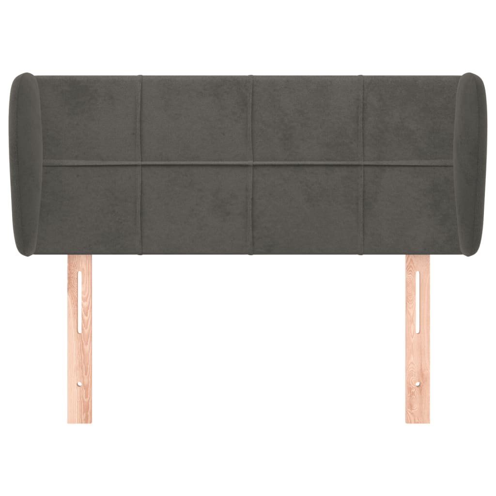 sengegavl med kanter 93x23x78/88 cm fløjl mørkegrå