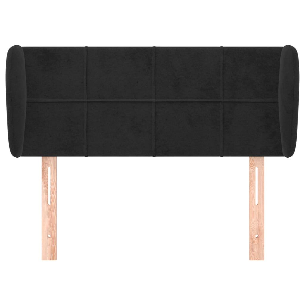 sengegavl med kanter 93x23x78/88 cm fløjl sort
