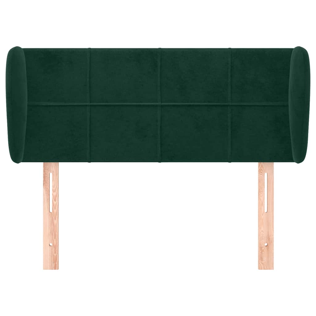 sengegavl med kanter 93x23x78/88 cm fløjl mørkegrøn