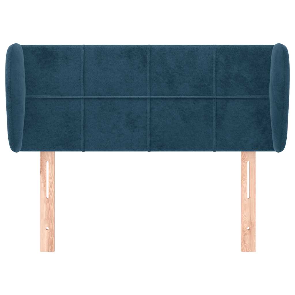 sengegavl med kanter 93x23x78/88 cm fløjl mørkeblå