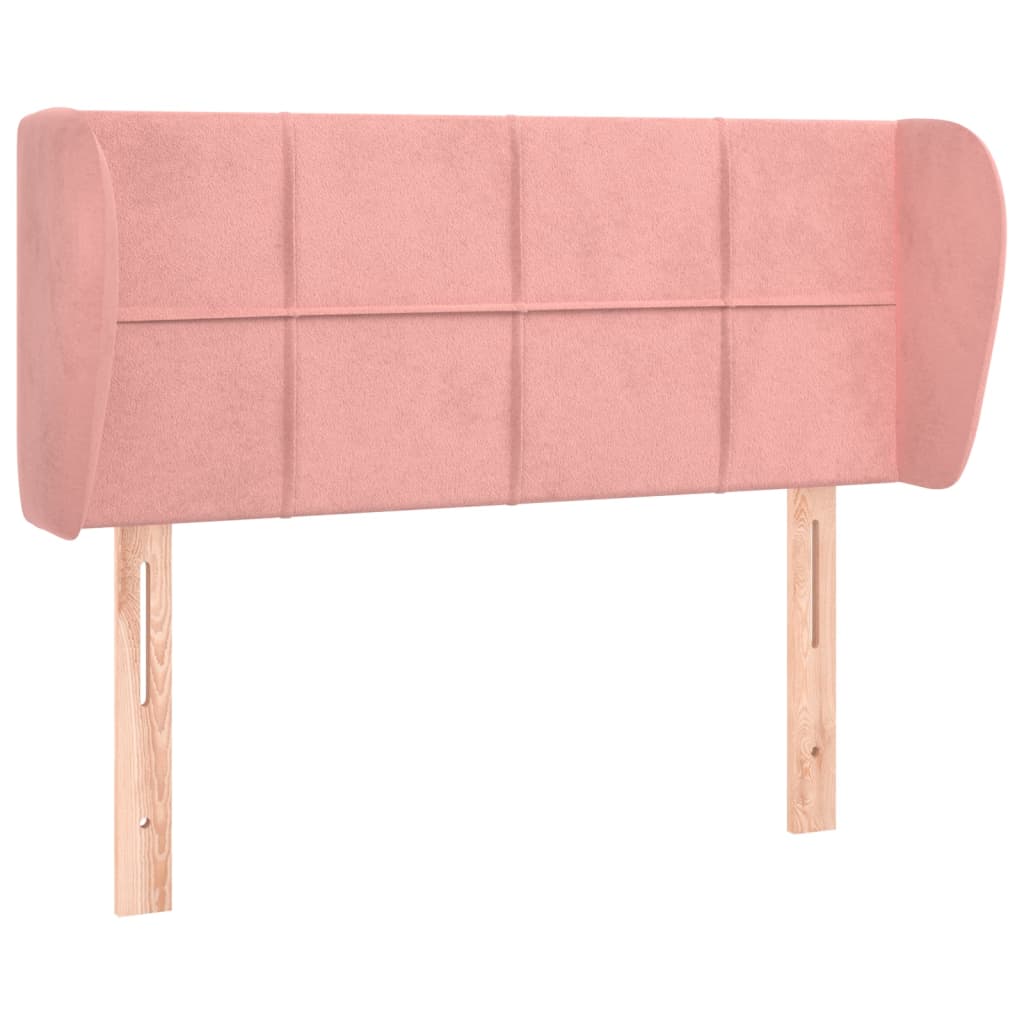 sengegavl med kanter 93x23x78/88 cm fløjl lyserød