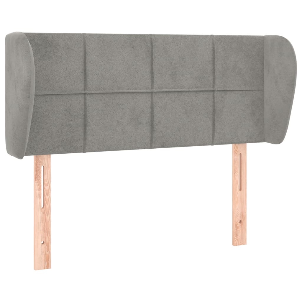 sengegavl med kanter 103x23x78/88cm fløjl lysegrå