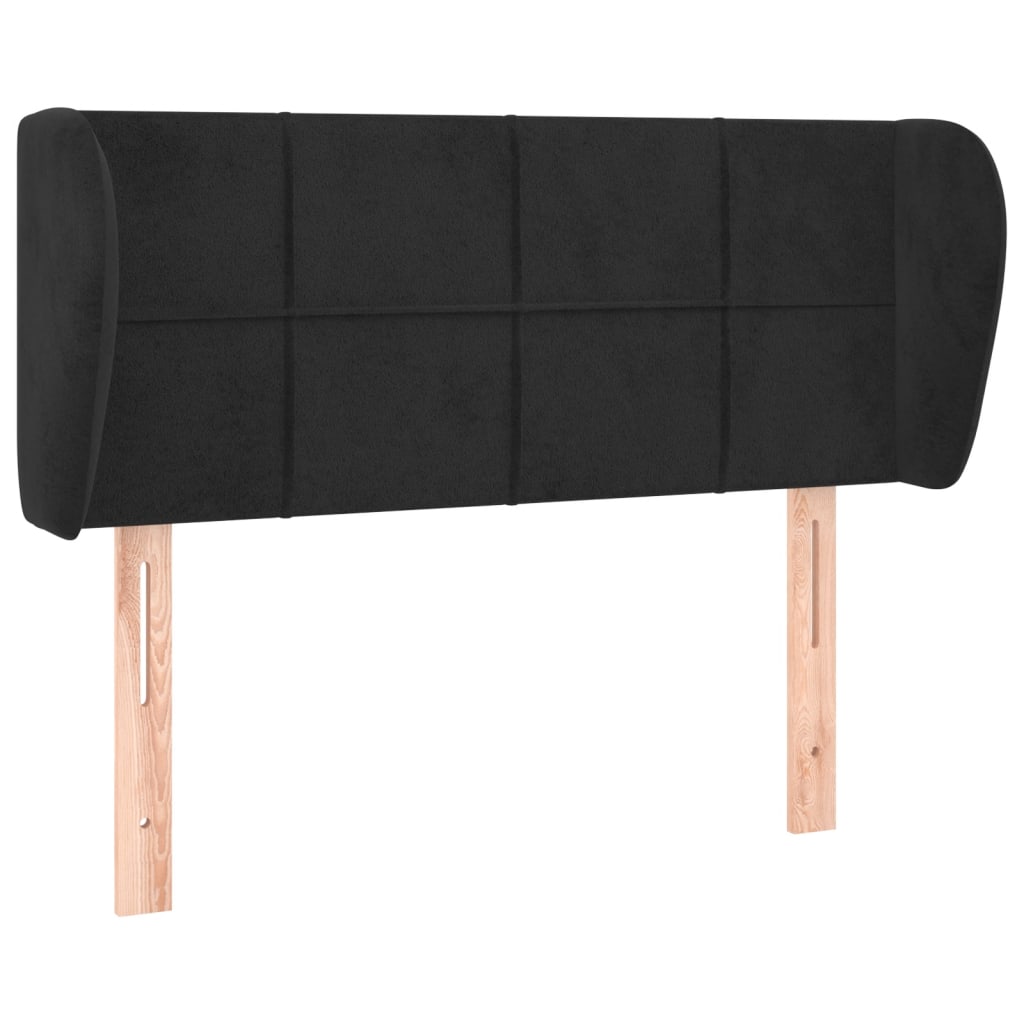 sengegavl med kanter 103x23x78/88 cm fløjl sort