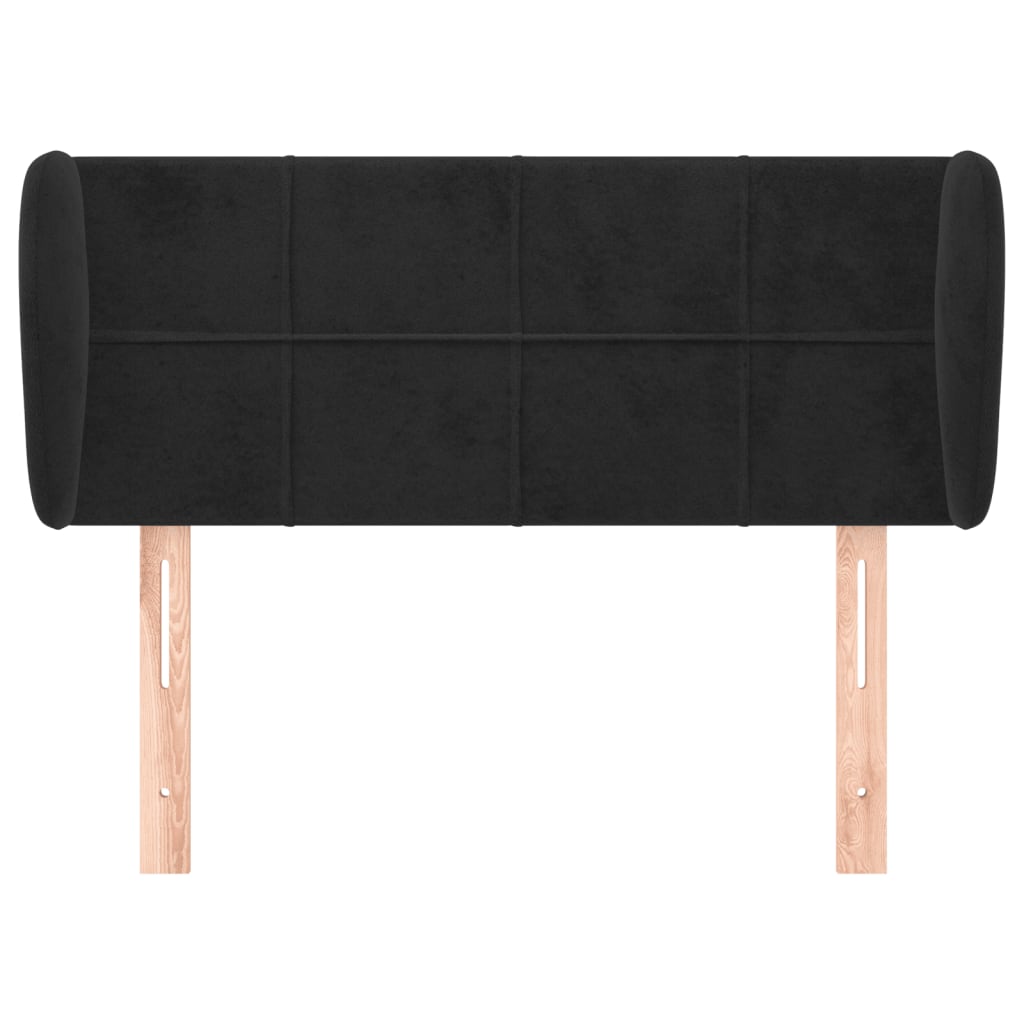 sengegavl med kanter 103x23x78/88 cm fløjl sort