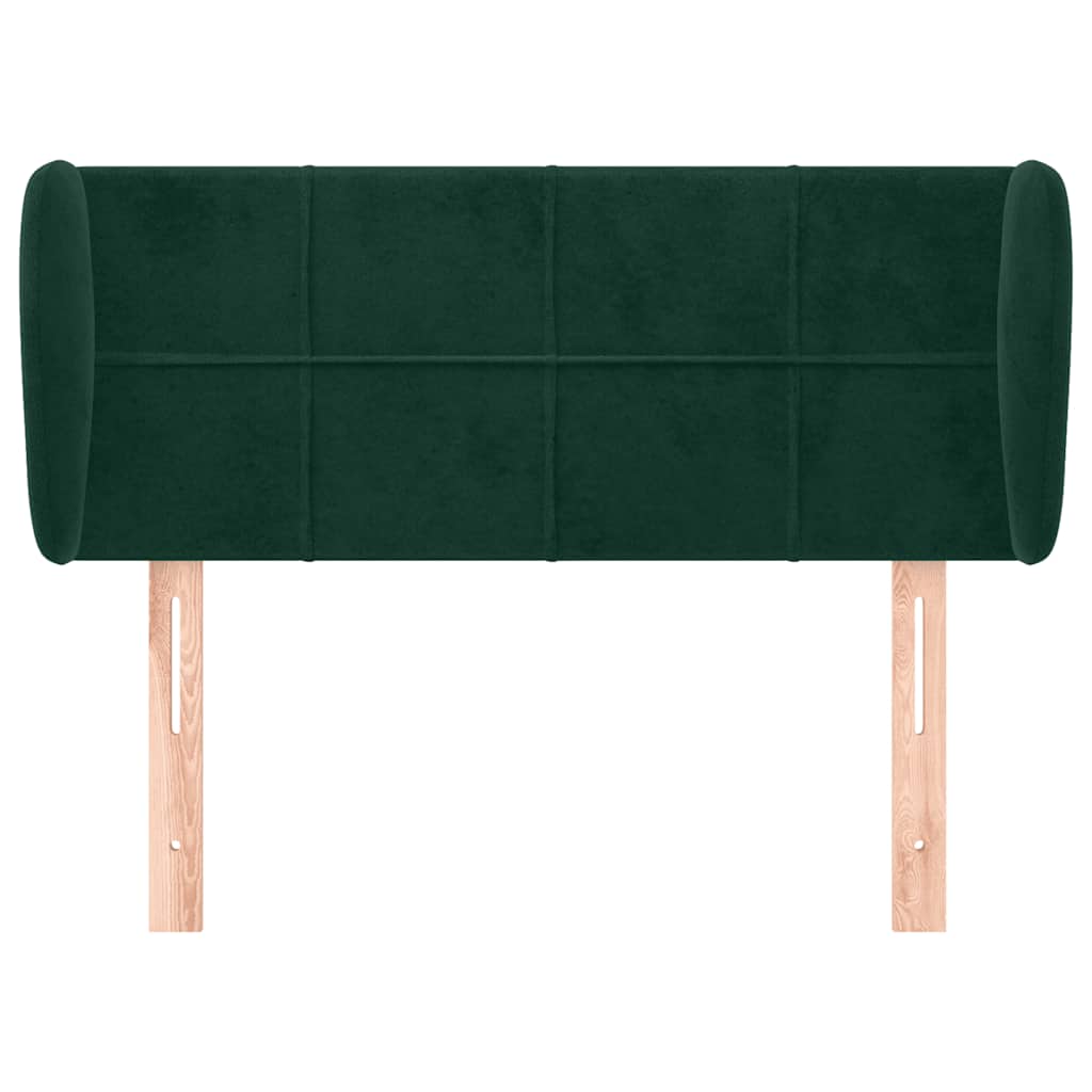 sengegavl med kanter 103x23x78/88 cm fløjl mørkegrøn