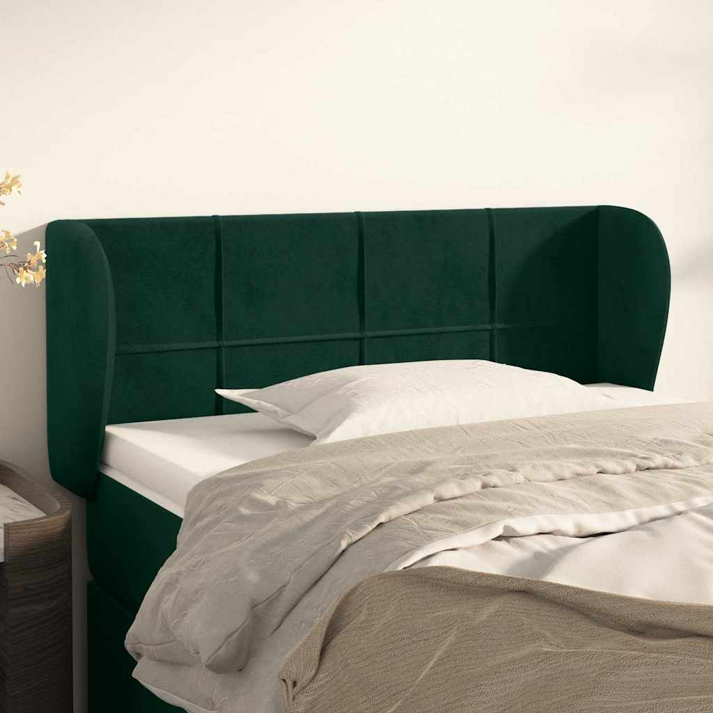 sengegavl med kanter 103x23x78/88 cm fløjl mørkegrøn