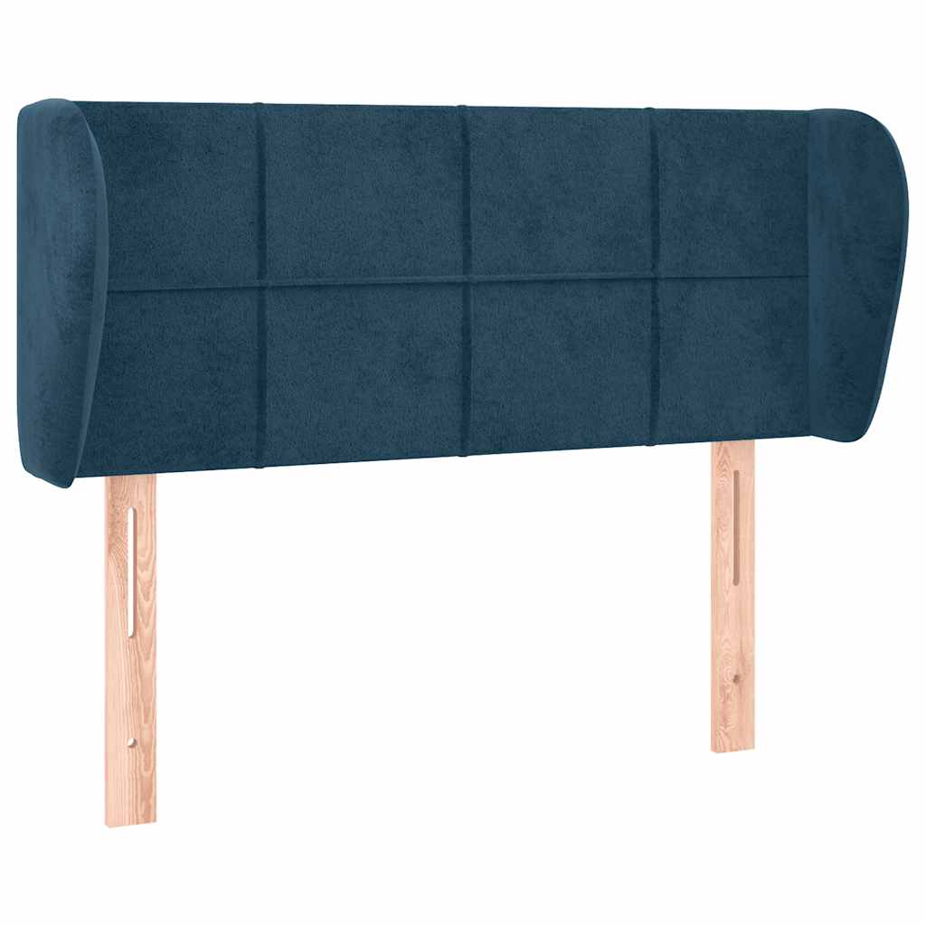 sengegavl med kanter 103x23x78/88 cm fløjl mørkeblå