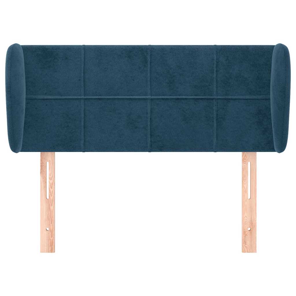 sengegavl med kanter 103x23x78/88 cm fløjl mørkeblå