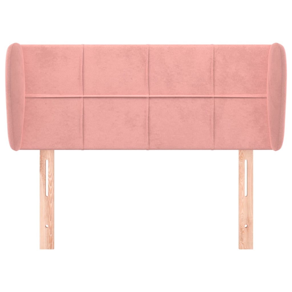sengegavl med kanter 103x23x78/88 cm fløjl lyserød