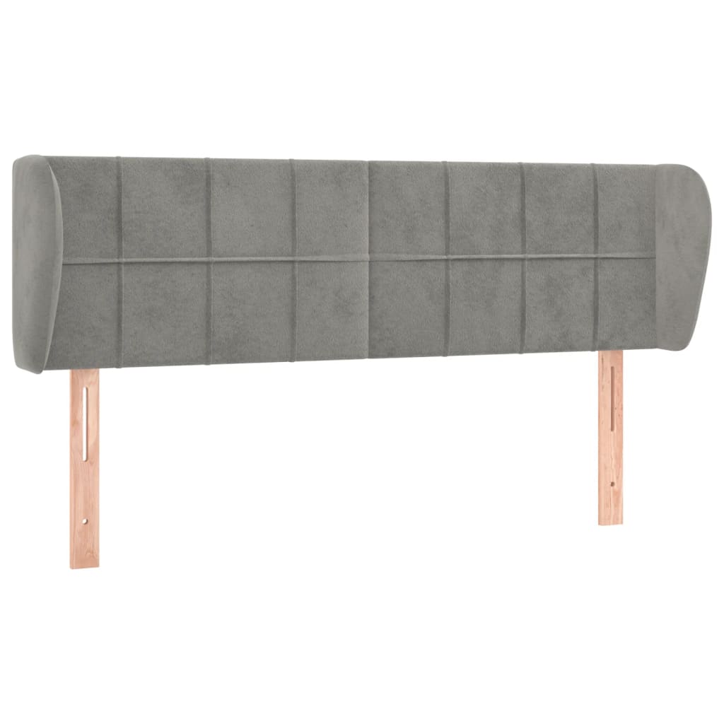 sengegavl med kanter 147x23x78/88cm fløjl lysegrå
