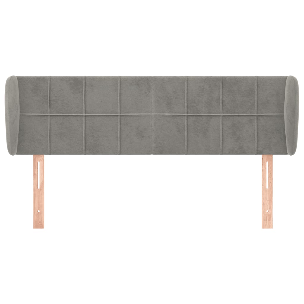 sengegavl med kanter 147x23x78/88cm fløjl lysegrå