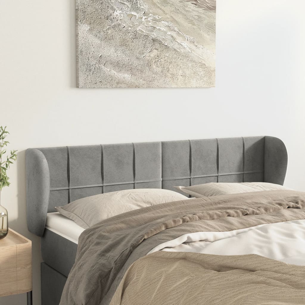 sengegavl med kanter 147x23x78/88cm fløjl lysegrå