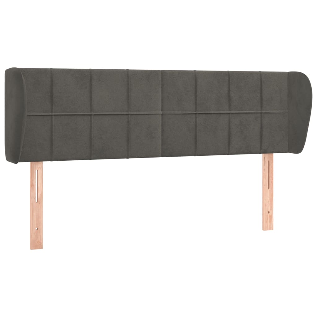 sengegavl med kanter 147x23x78/88 cm fløjl mørkegrå