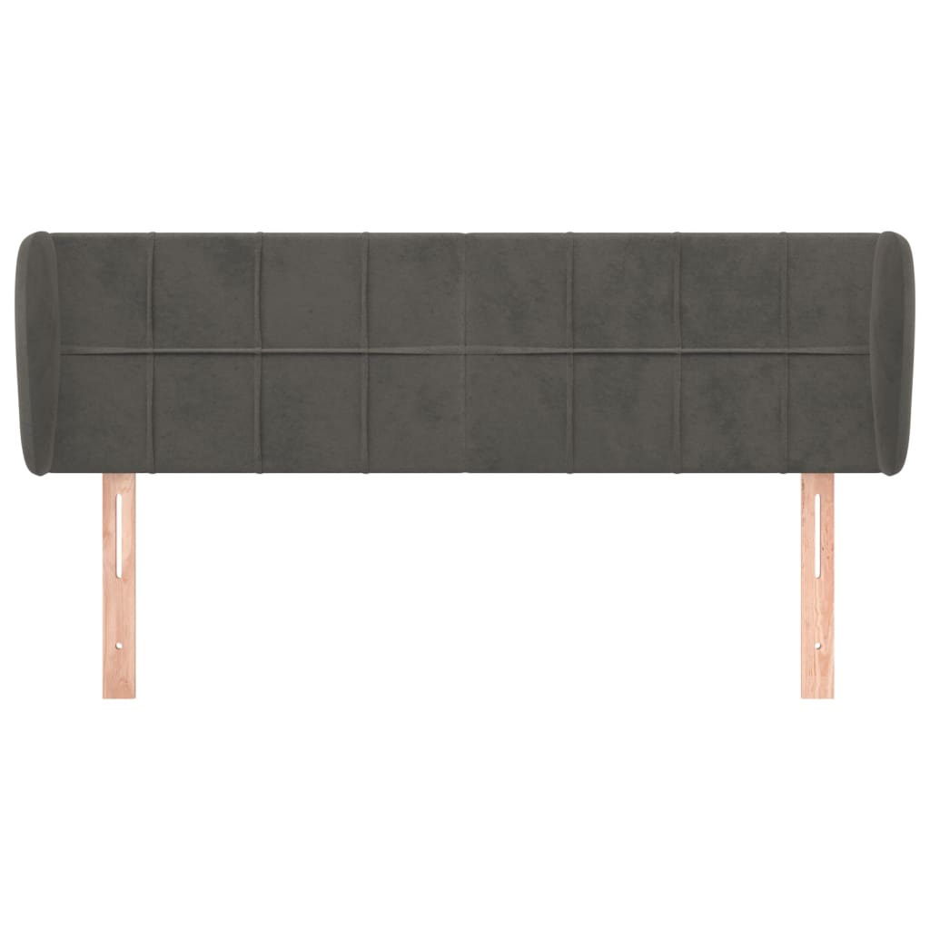 sengegavl med kanter 147x23x78/88 cm fløjl mørkegrå