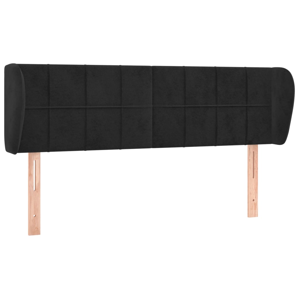 sengegavl med kanter 147x23x78/88 cm fløjl sort