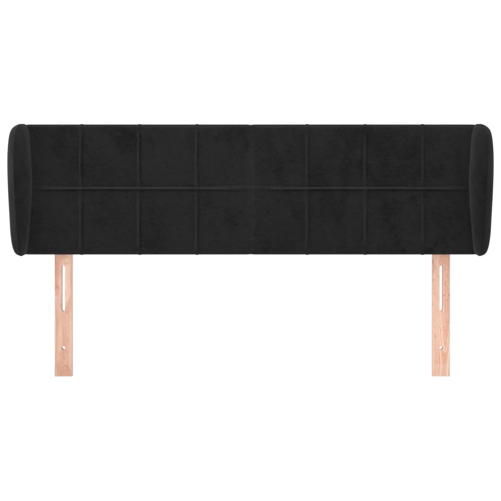 sengegavl med kanter 147x23x78/88 cm fløjl sort