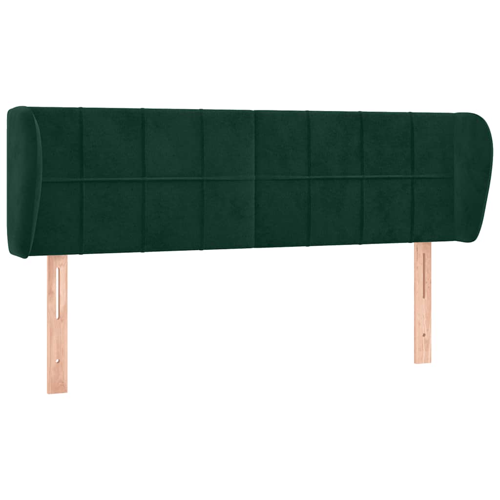 sengegavl med kanter 147x23x78/88 cm fløjl mørkegrøn
