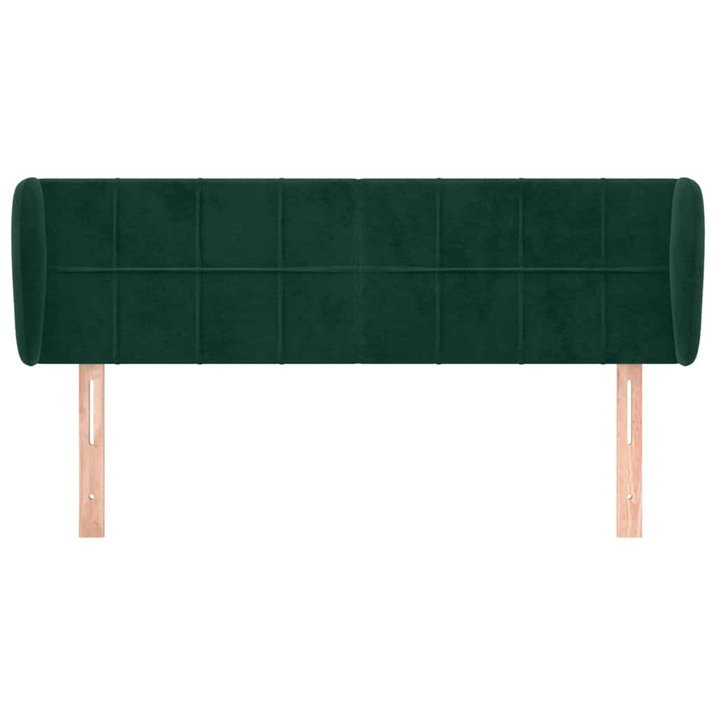 sengegavl med kanter 147x23x78/88 cm fløjl mørkegrøn