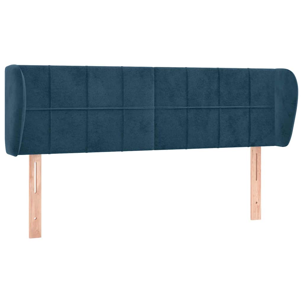 sengegavl med kanter 147x23x78/88 cm fløjl mørkeblå