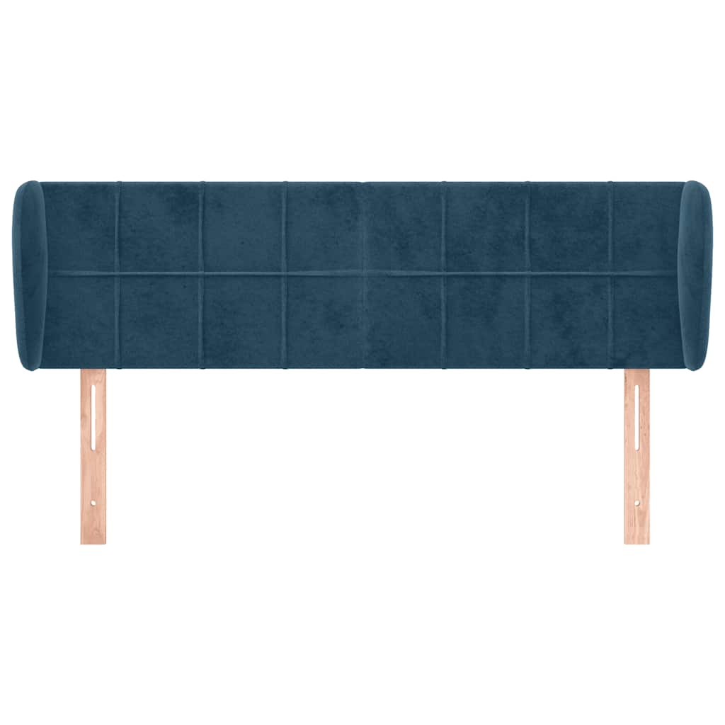 sengegavl med kanter 147x23x78/88 cm fløjl mørkeblå