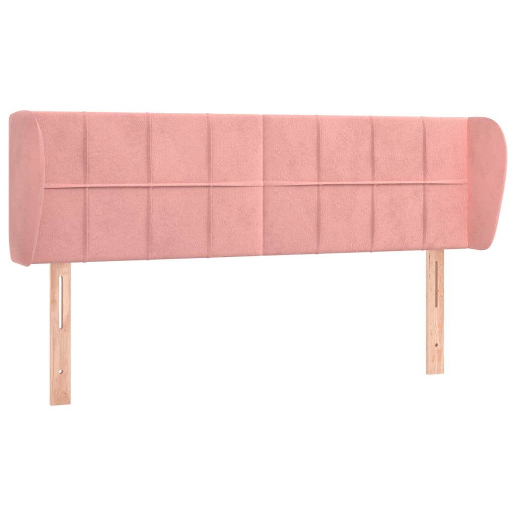 sengegavl med kanter 147x23x78/88 cm fløjl lyserød