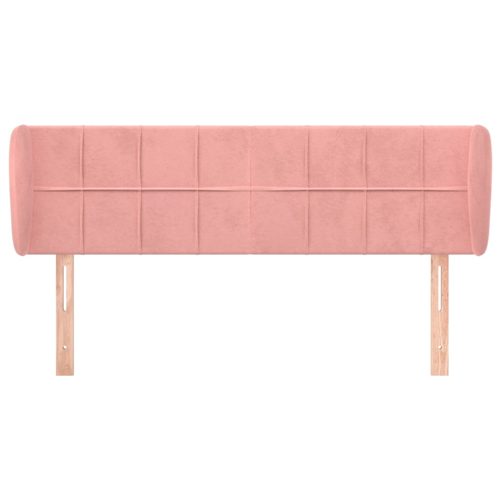 sengegavl med kanter 147x23x78/88 cm fløjl lyserød