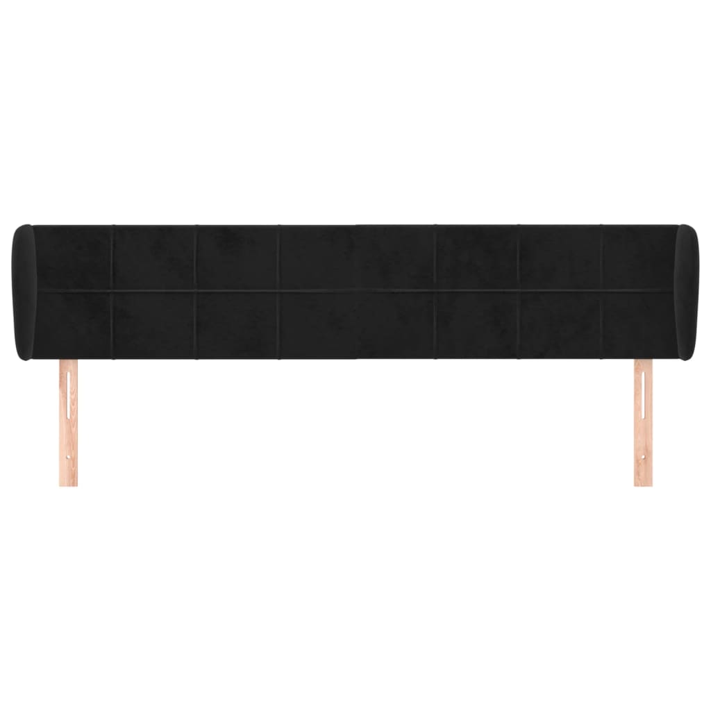 sengegavl med kanter 163x23x78/88 cm fløjl sort