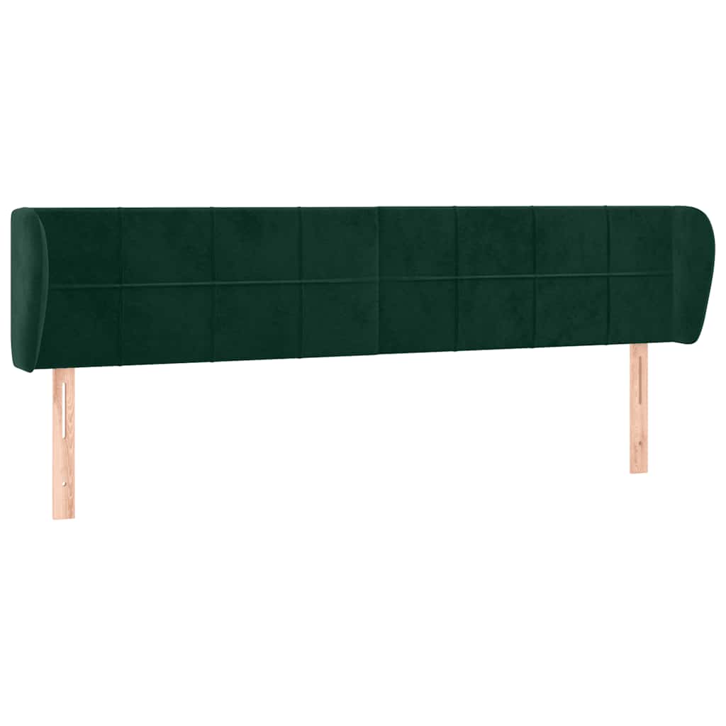 sengegavl med kanter 163x23x78/88 cm fløjl mørkegrøn