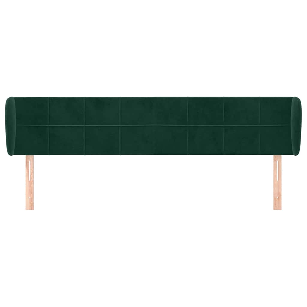 sengegavl med kanter 163x23x78/88 cm fløjl mørkegrøn