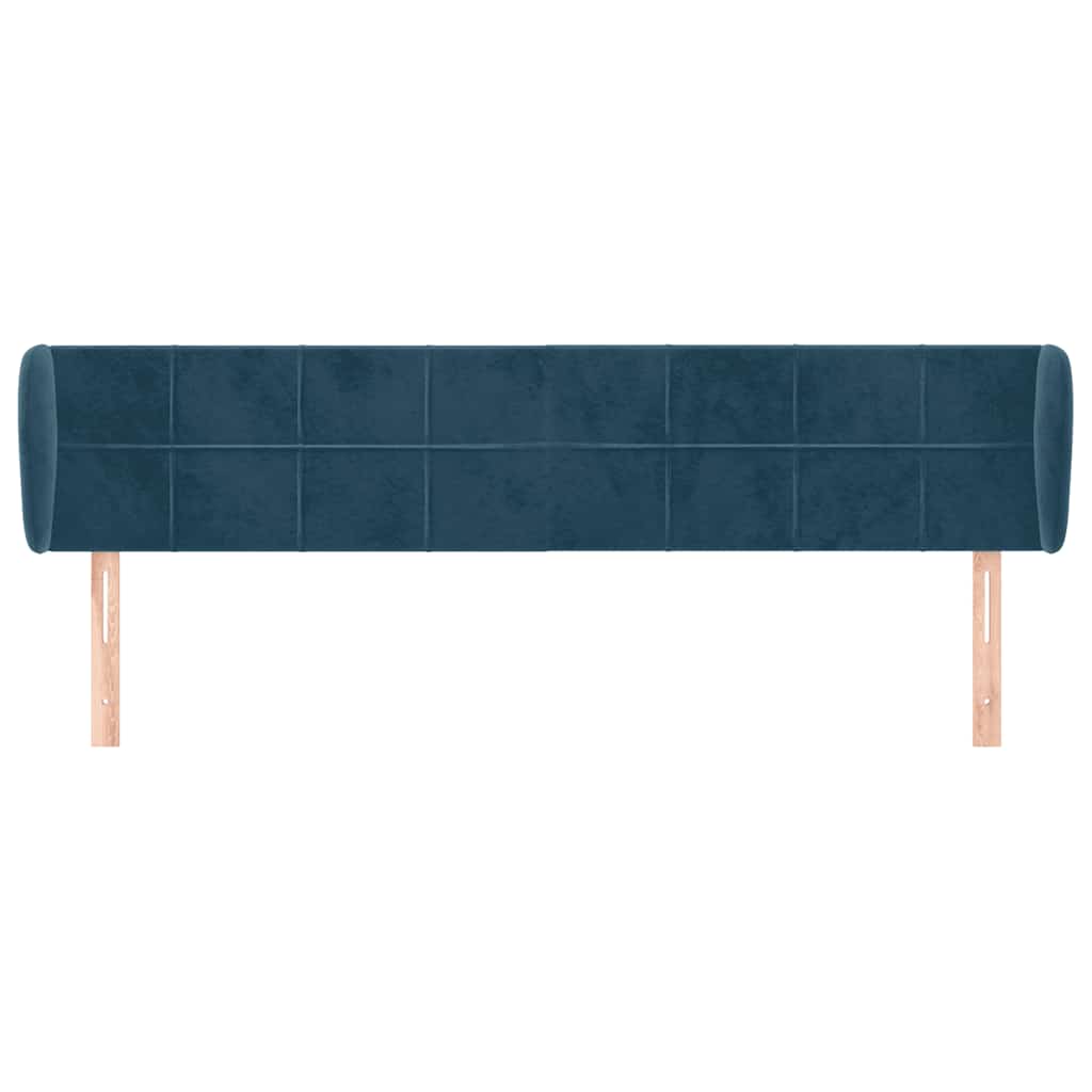 sengegavl med kanter 163x23x78/88 cm fløjl mørkeblå
