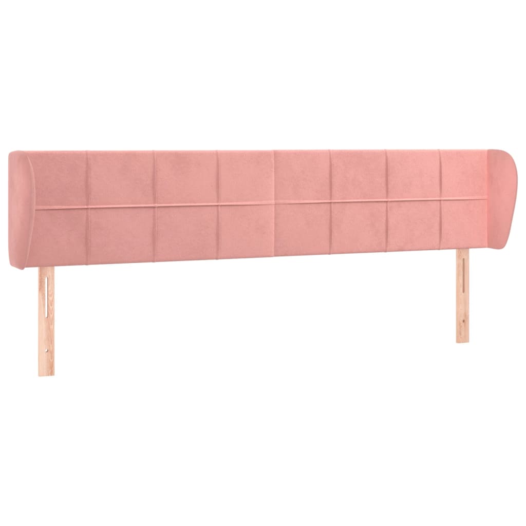 sengegavl med kanter 163x23x78/88 cm fløjl lyserød