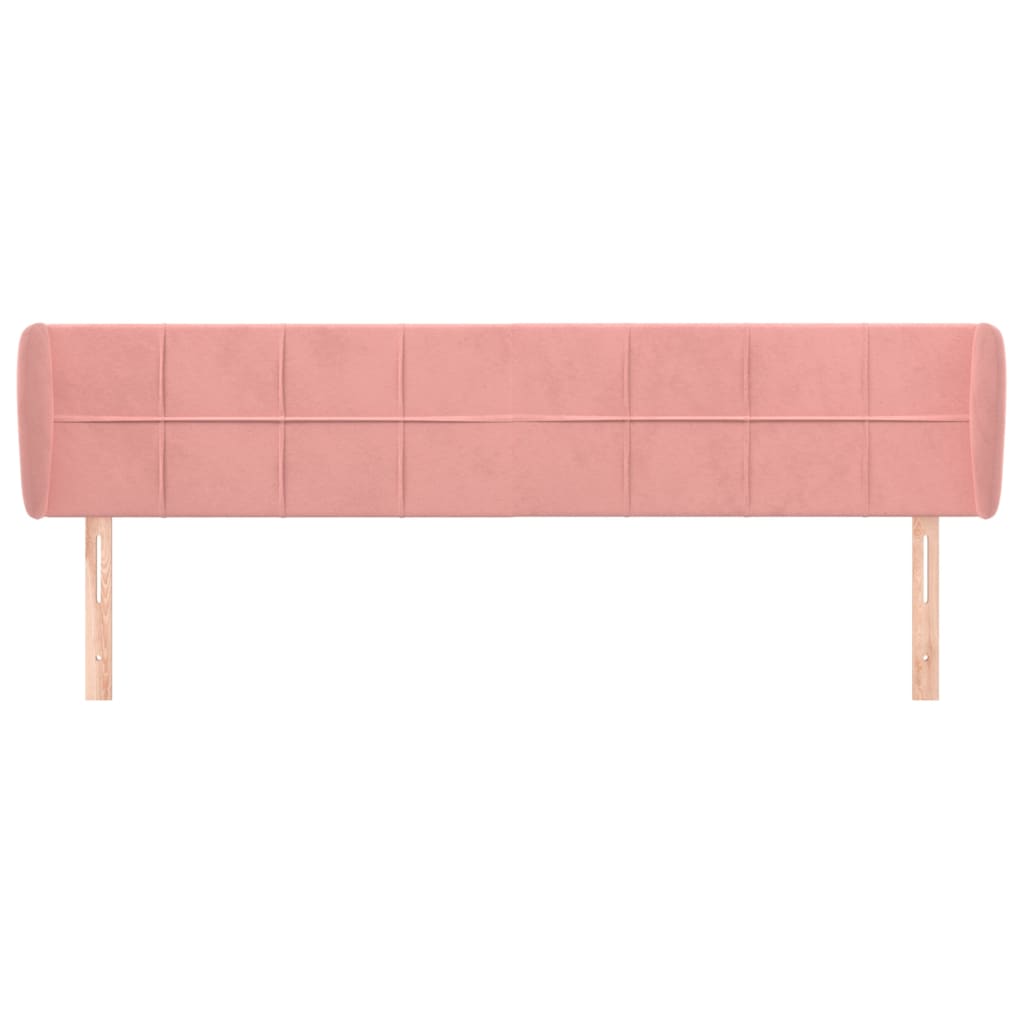 sengegavl med kanter 163x23x78/88 cm fløjl lyserød