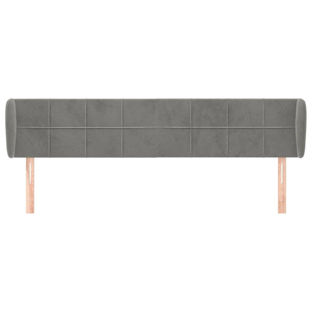 sengegavl med kanter 183x23x78/88cm fløjl lysegrå