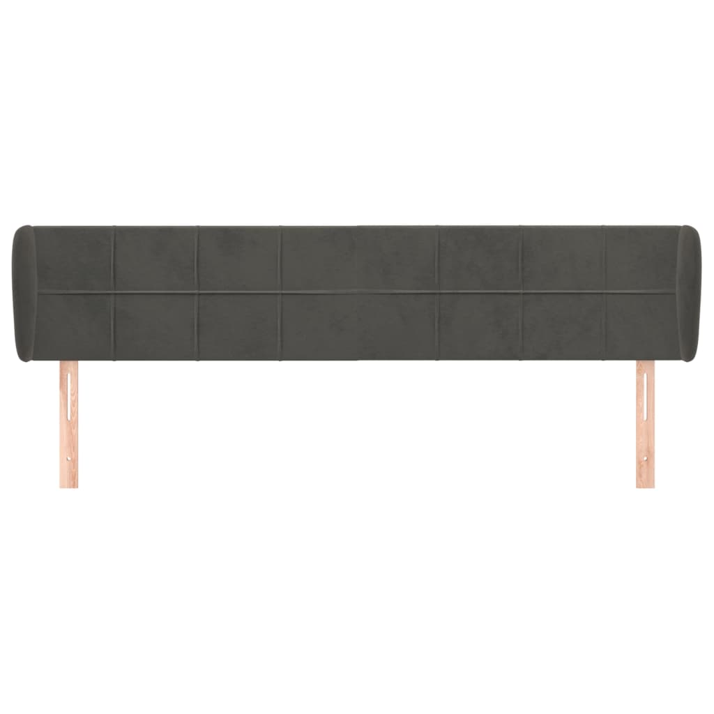 sengegavl med kanter 183x23x78/88 cm fløjl mørkegrå