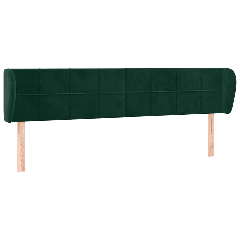 sengegavl med kanter 183x23x78/88 cm fløjl mørkegrøn