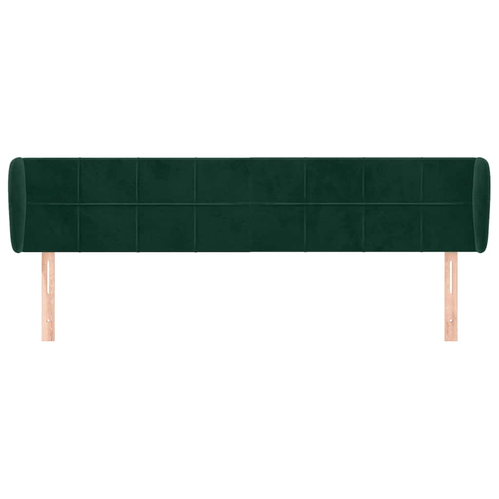 sengegavl med kanter 183x23x78/88 cm fløjl mørkegrøn