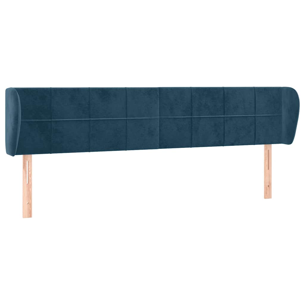 sengegavl med kanter 183x23x78/88 cm fløjl mørkeblå