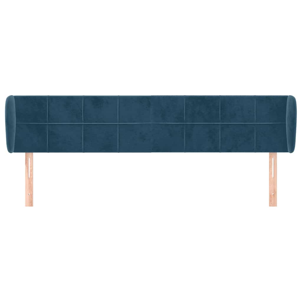 sengegavl med kanter 183x23x78/88 cm fløjl mørkeblå