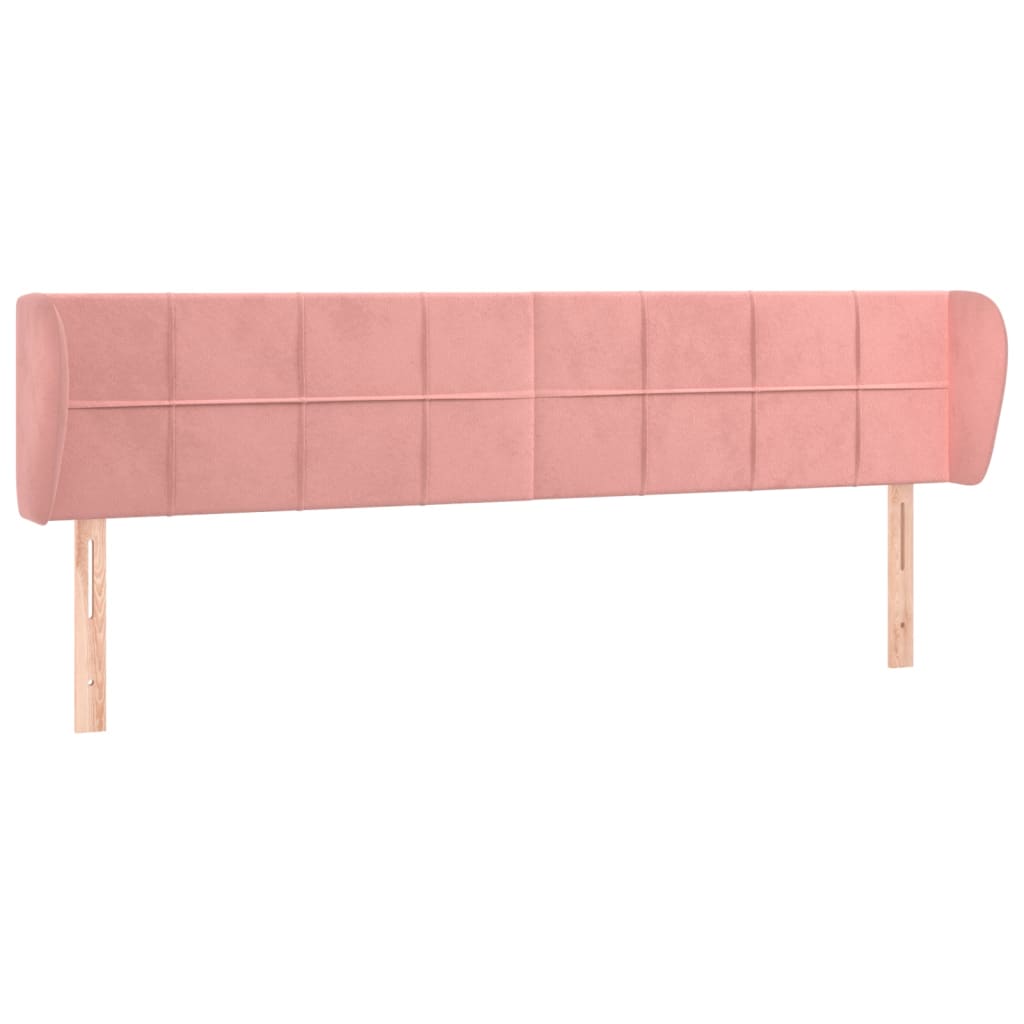 sengegavl med kanter 183x23x78/88 cm fløjl lyserød