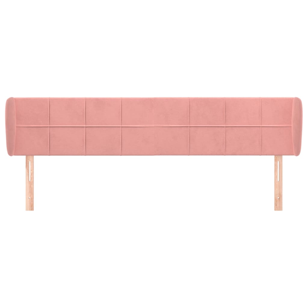 sengegavl med kanter 183x23x78/88 cm fløjl lyserød