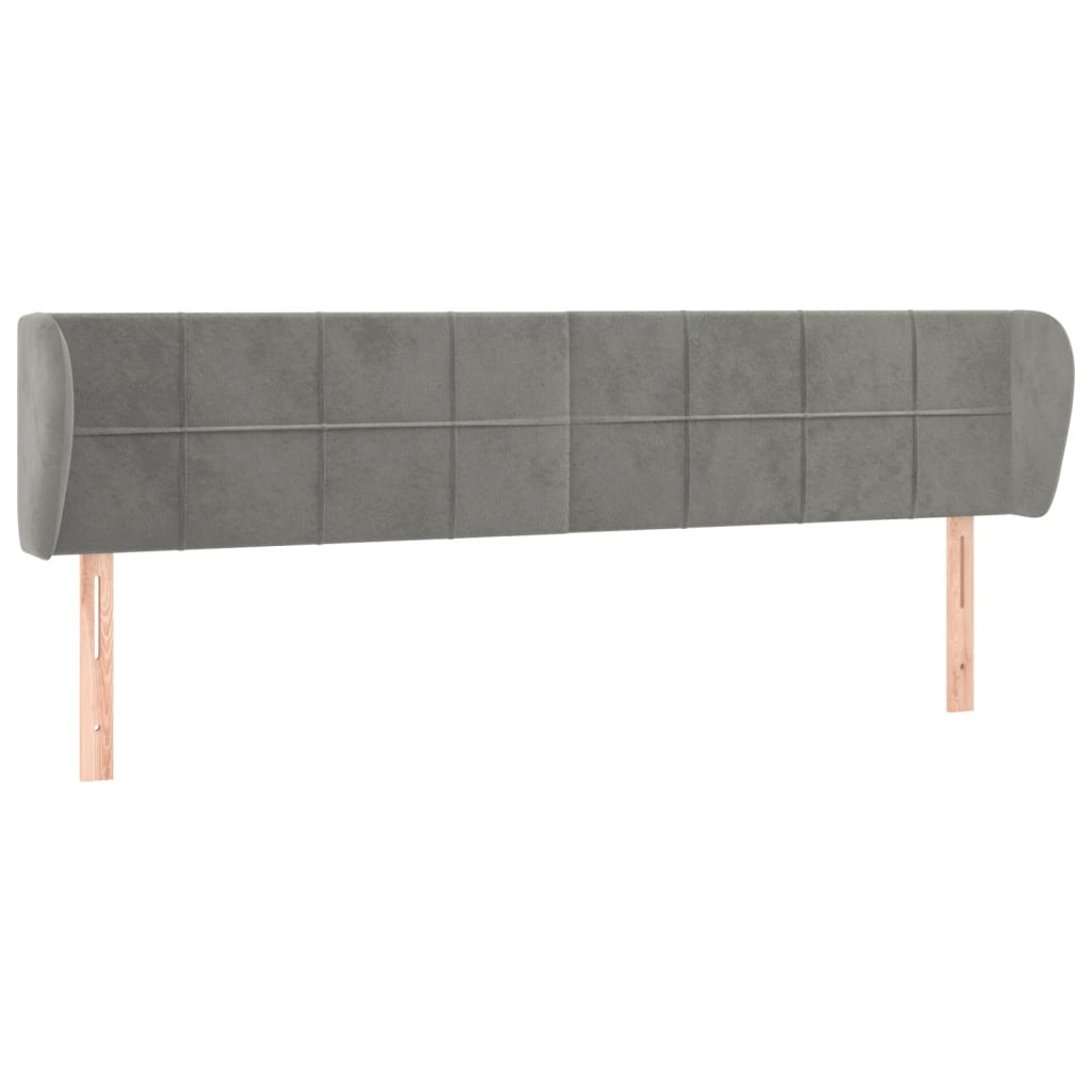 sengegavl med kanter 203x23x78/88cm fløjl lysegrå