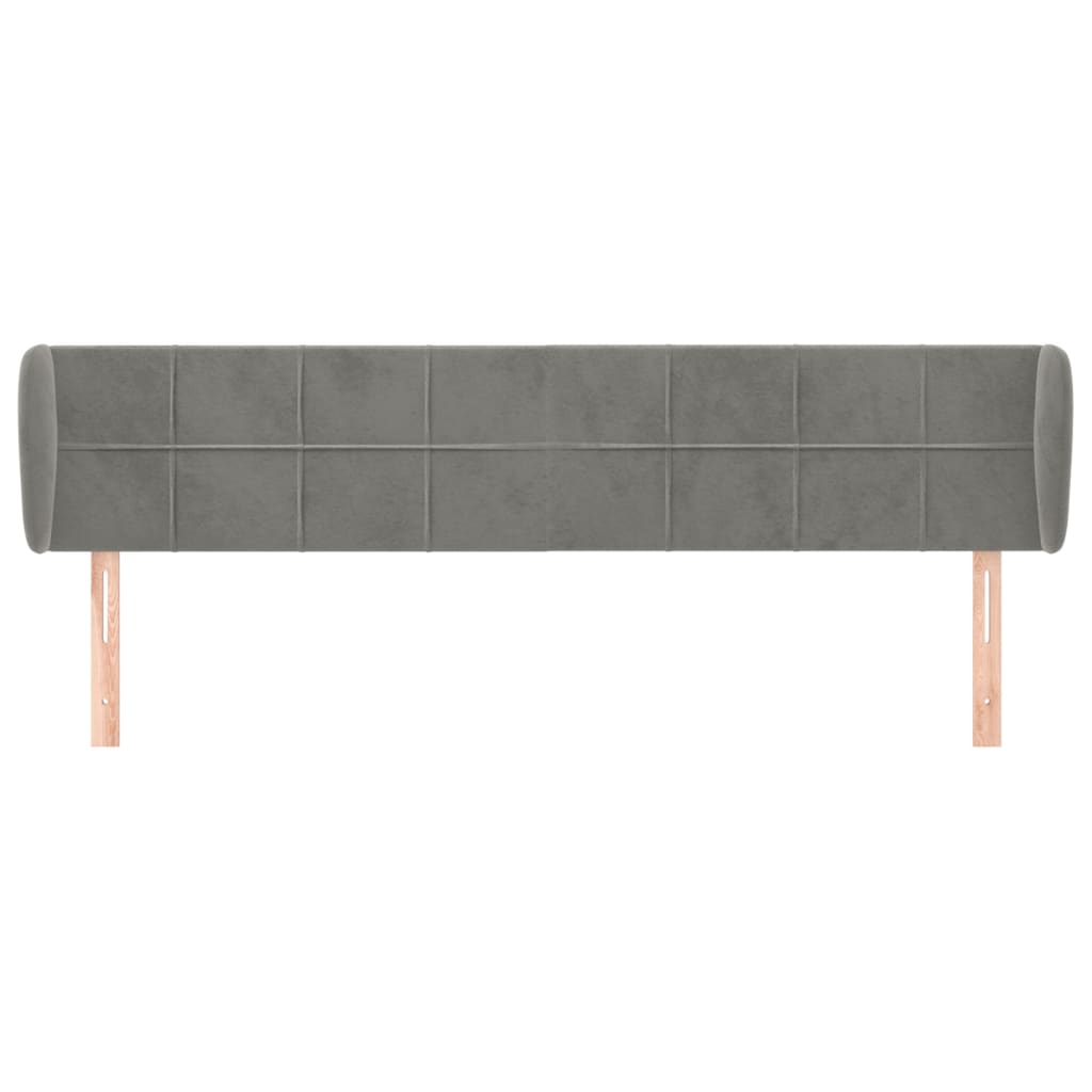sengegavl med kanter 203x23x78/88cm fløjl lysegrå