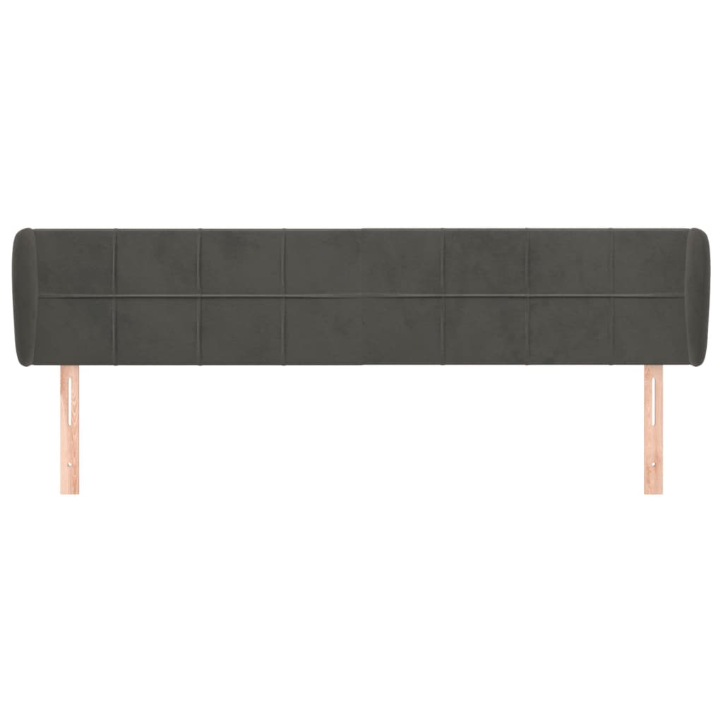 sengegavl med kanter 203x23x78/88 cm fløjl mørkegrå