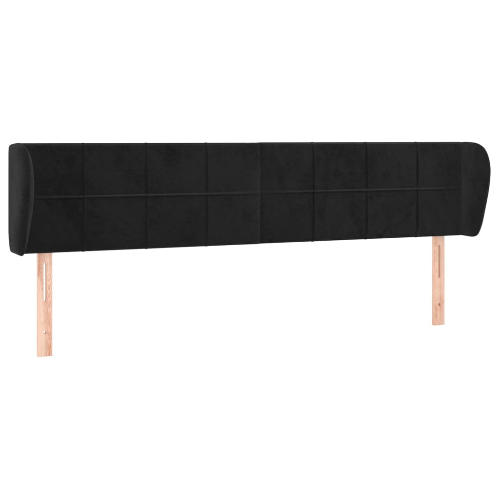 sengegavl med kanter 203x23x78/88 cm fløjl sort