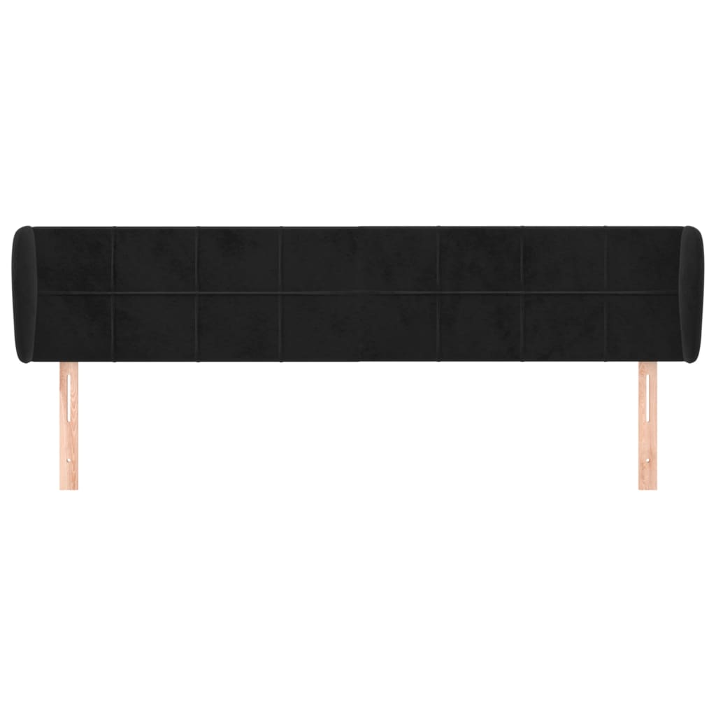 sengegavl med kanter 203x23x78/88 cm fløjl sort