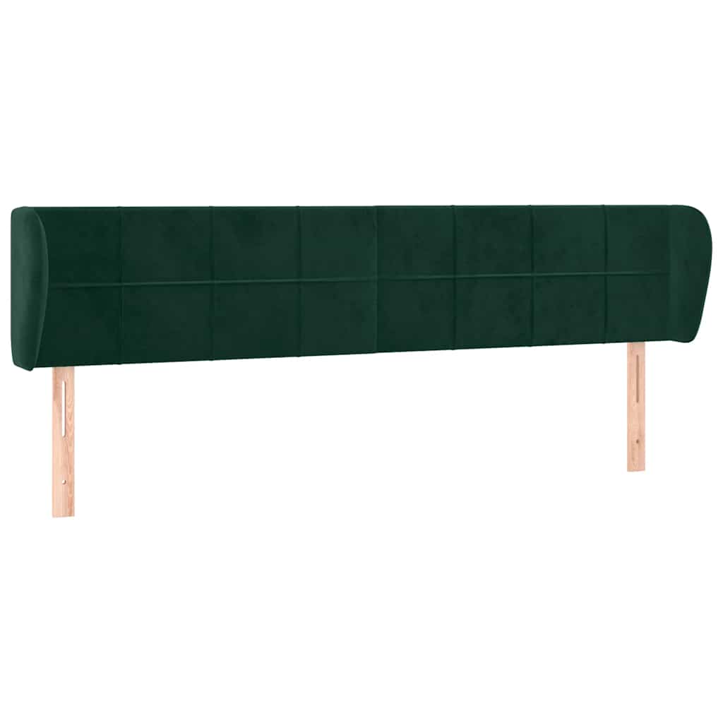 sengegavl med kanter 203x23x78/88 cm fløjl mørkegrøn